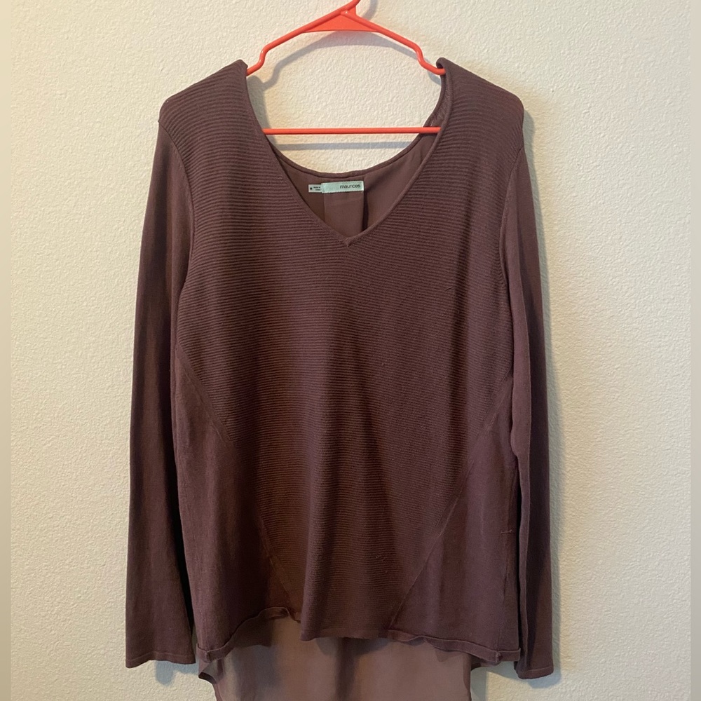 Light purple sweater with sheer panel on the back